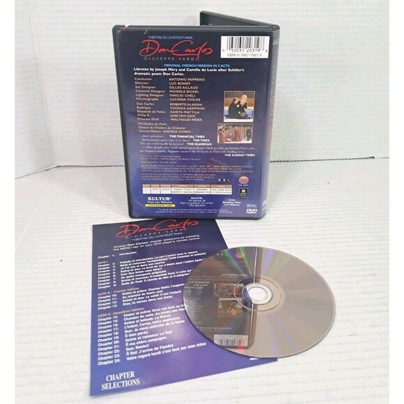 Don Carlos Verdi DVD Théâtre du Châtelet Paris Antonio Pappano Opera Set Musical - Picture 2 of 2